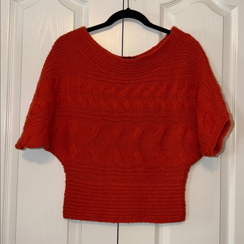 Free People Sienna Cable Knit Sweater Size XSMALL  Burnt Orange